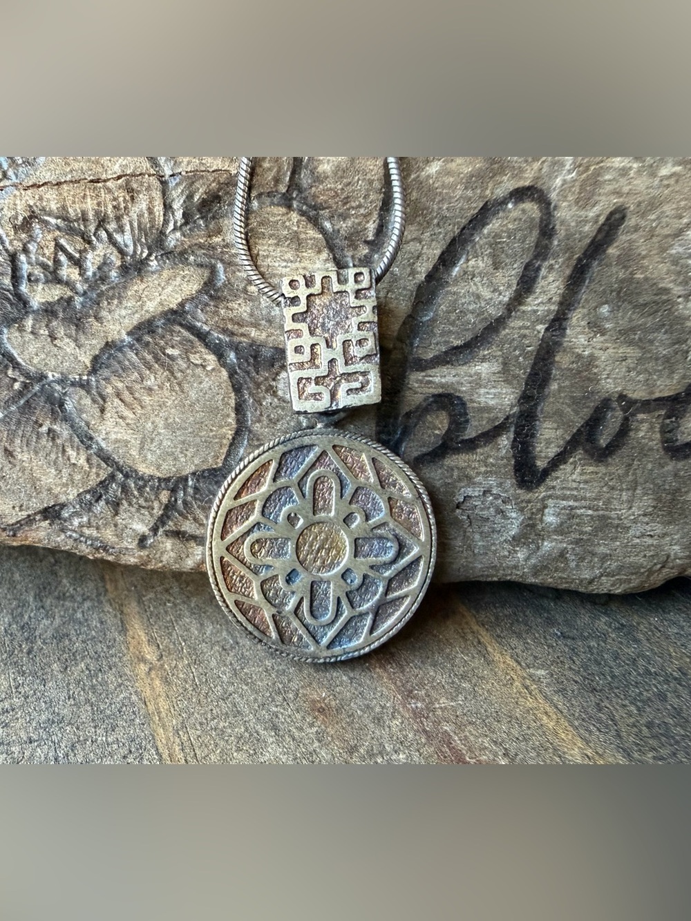Silver-Tone Floral Medallion Pendant Necklace